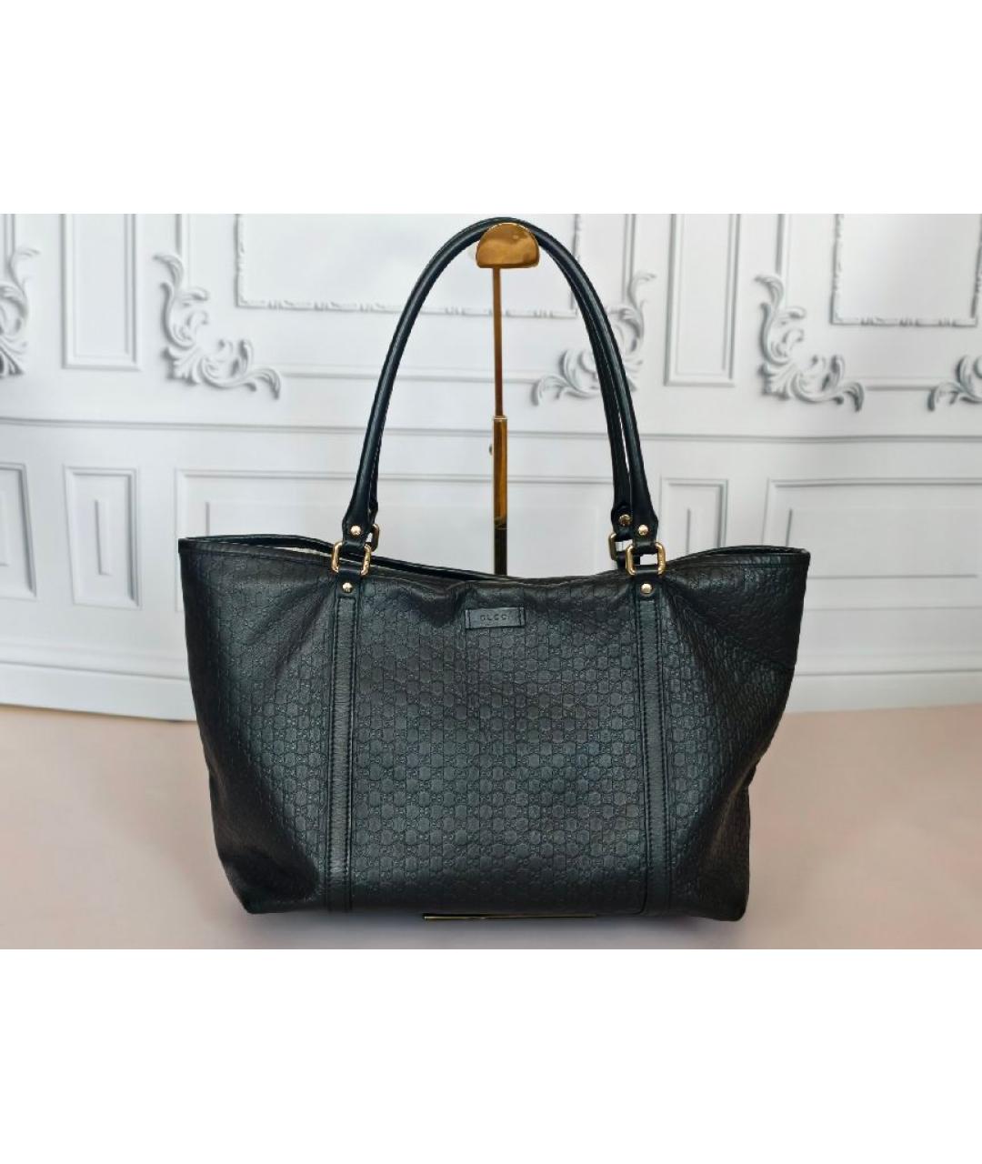 GUCCI Черная кожаная сумка с короткими ручками, фото 8