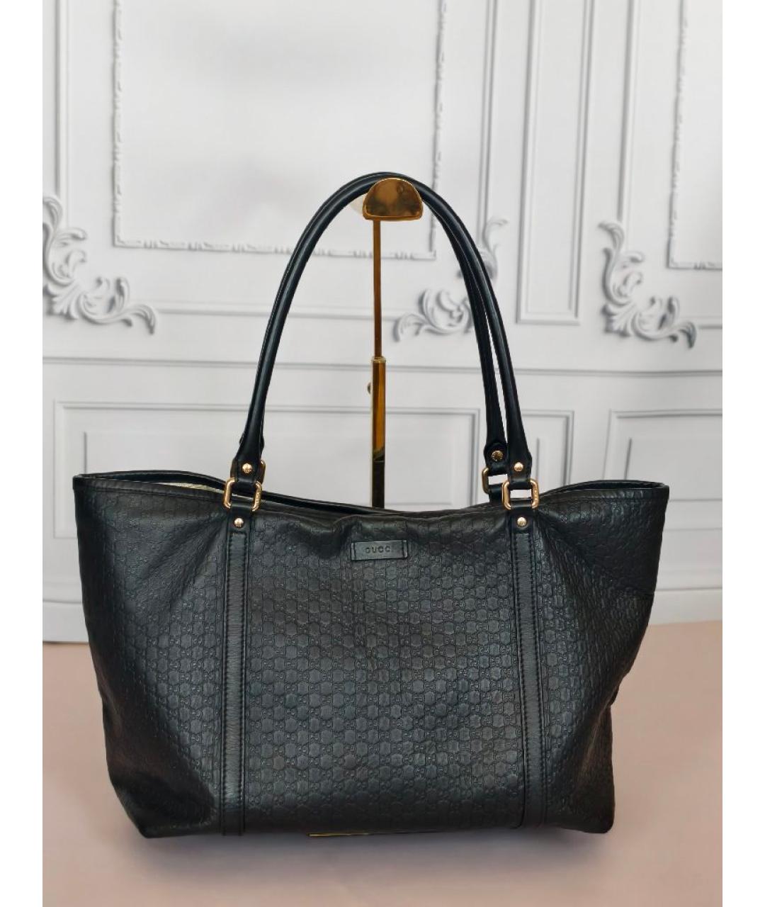 GUCCI Черная кожаная сумка с короткими ручками, фото 2