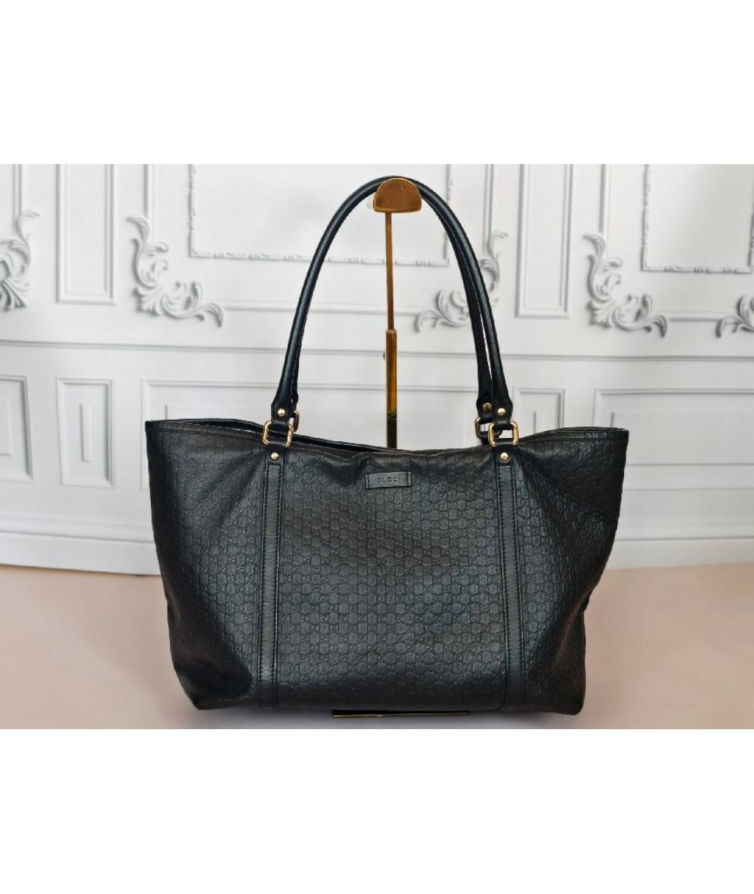 GUCCI Черная кожаная сумка с короткими ручками, фото 9