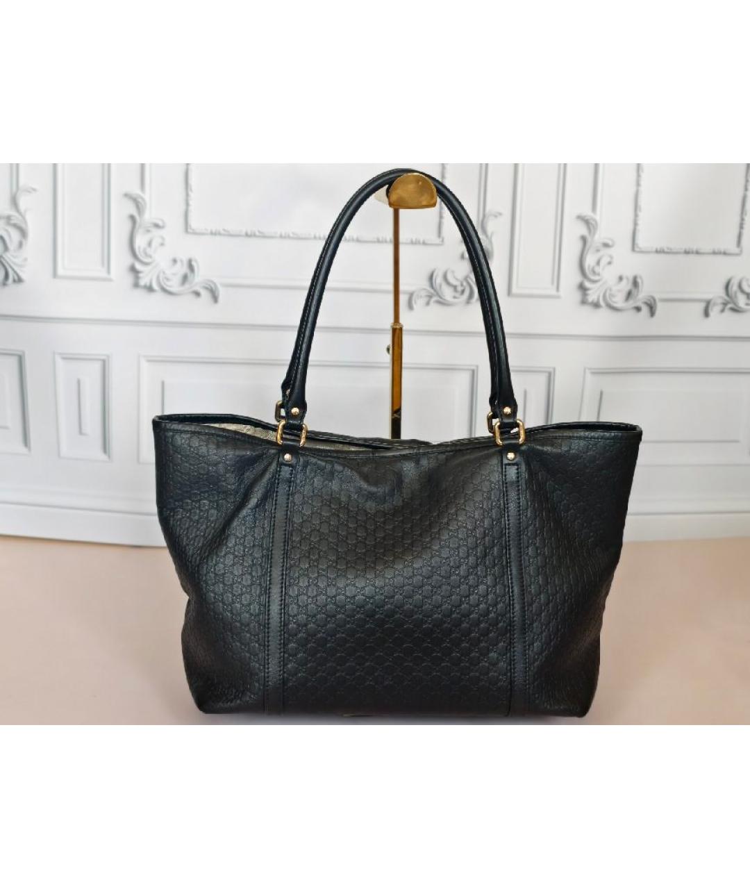 GUCCI Черная кожаная сумка с короткими ручками, фото 3