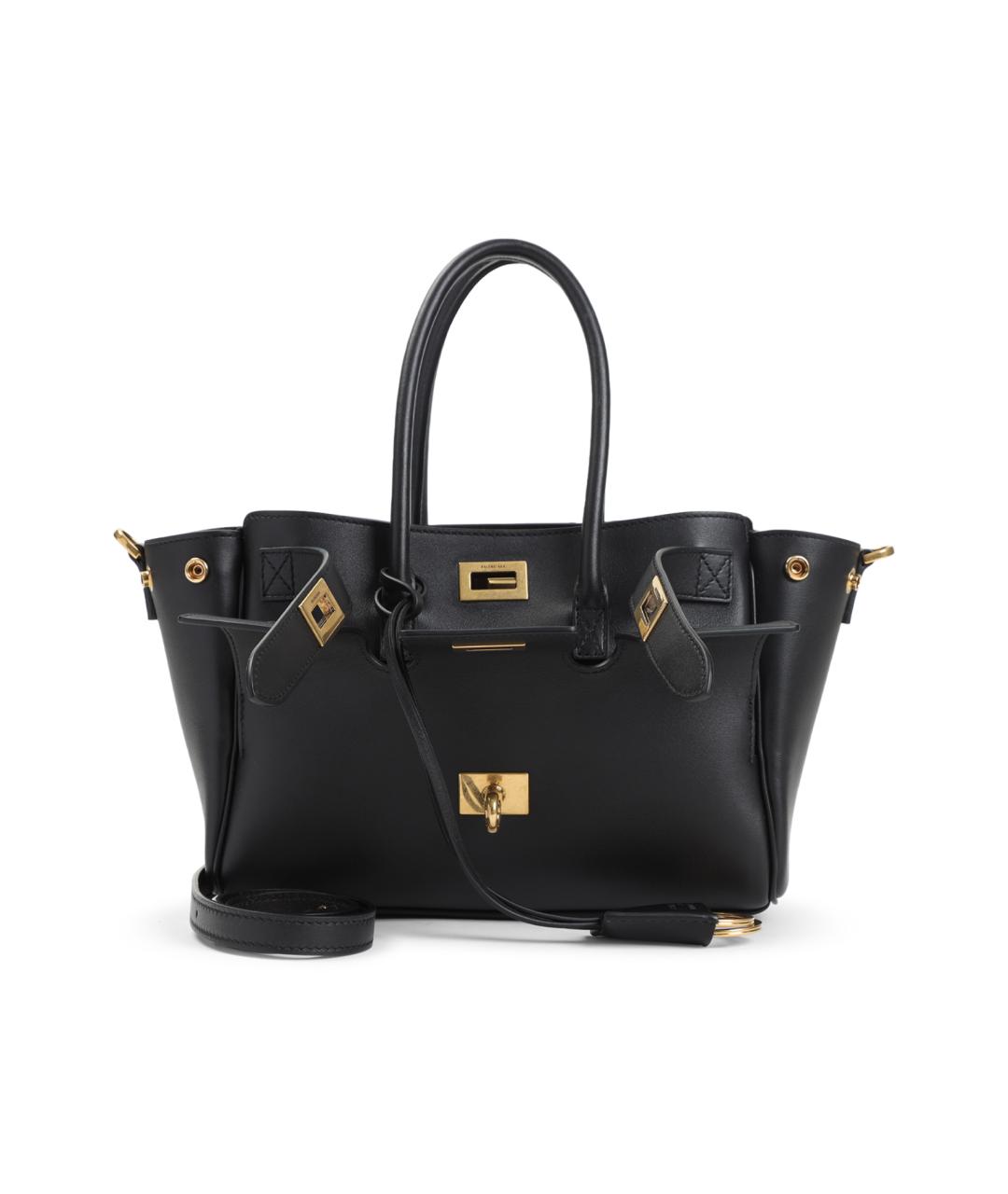 BALENCIAGA Черная кожаная сумка тоут, фото 1