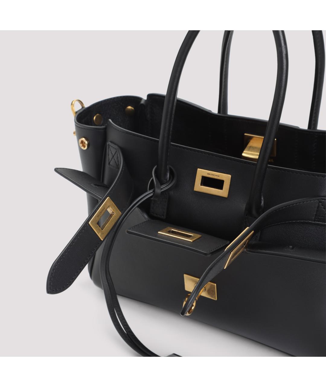 BALENCIAGA Черная кожаная сумка тоут, фото 4