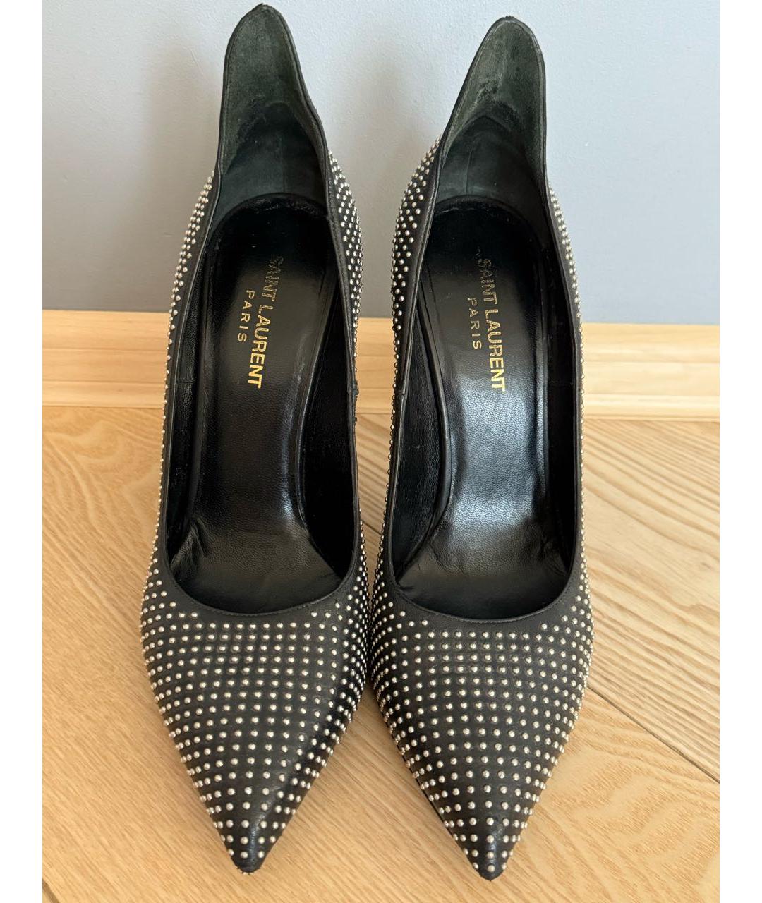 SAINT LAURENT Черные кожаные туфли, фото 2