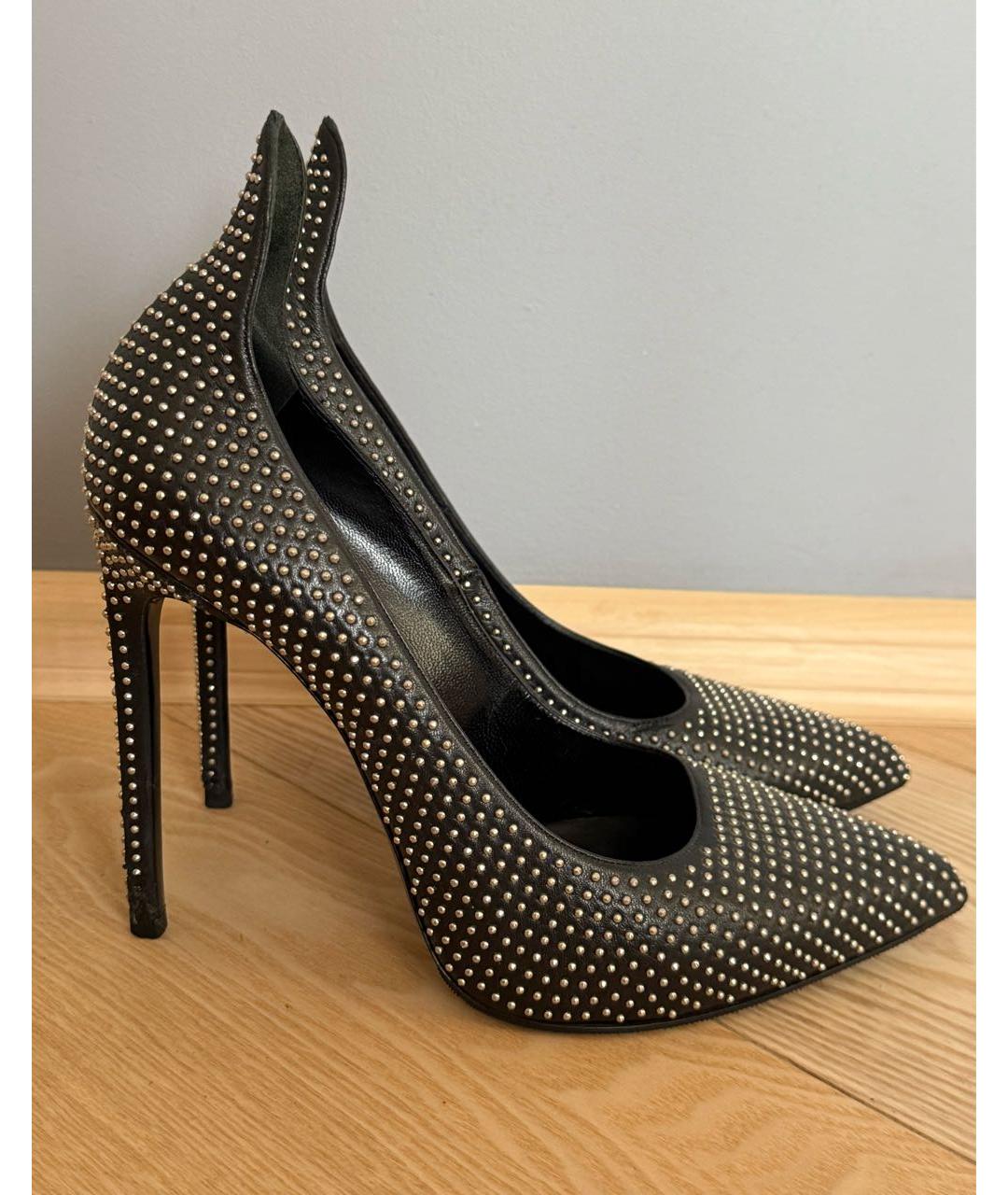 SAINT LAURENT Черные кожаные туфли, фото 4