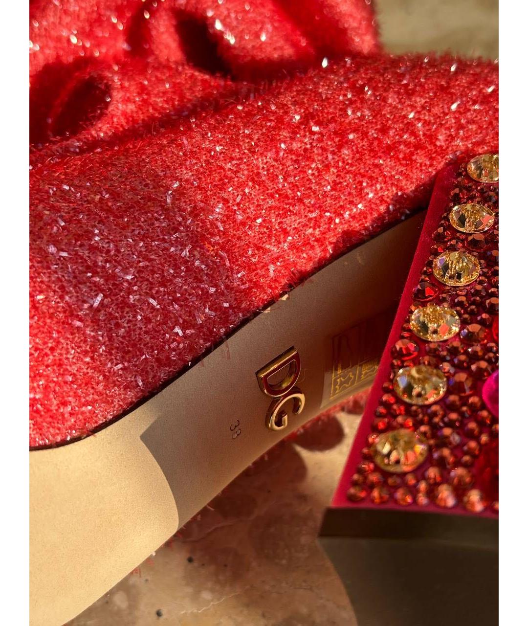 DOLCE&GABBANA Коралловые текстильные сапоги, фото 5