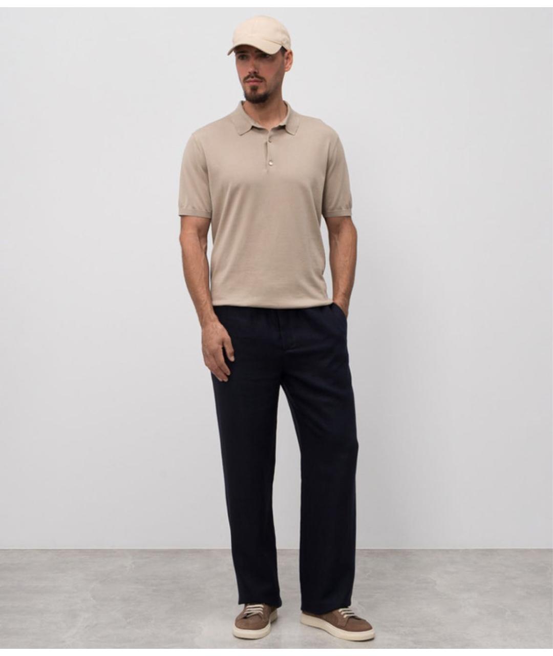 LORO PIANA Темно-синие льняные повседневные брюки, фото 2
