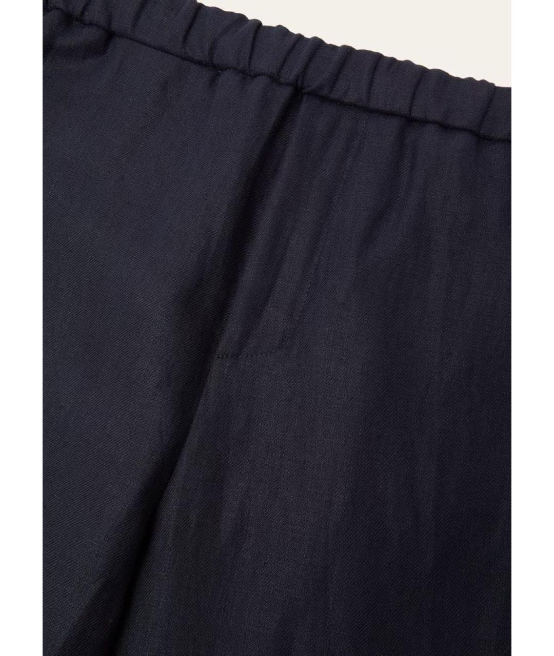 LORO PIANA Темно-синие льняные повседневные брюки, фото 4