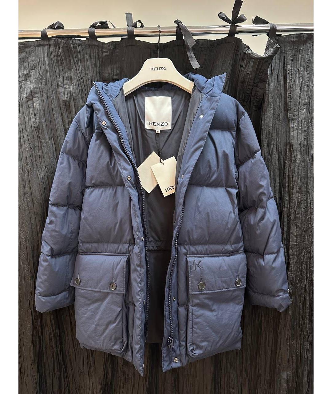 KENZO Темно-синяя полиэстеровая парка, фото 9