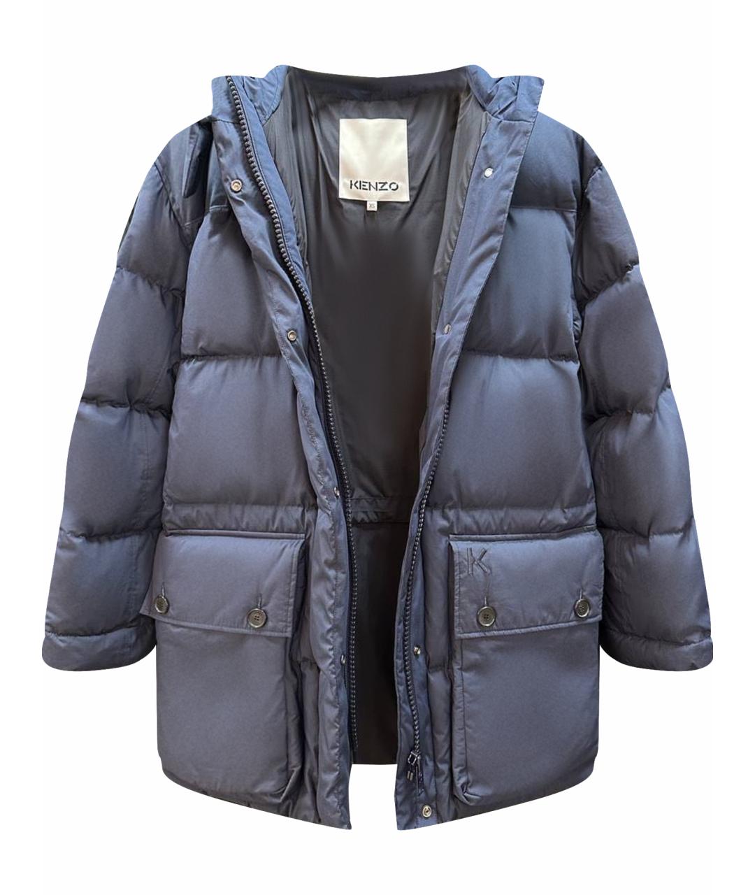 KENZO Темно-синяя полиэстеровая парка, фото 1