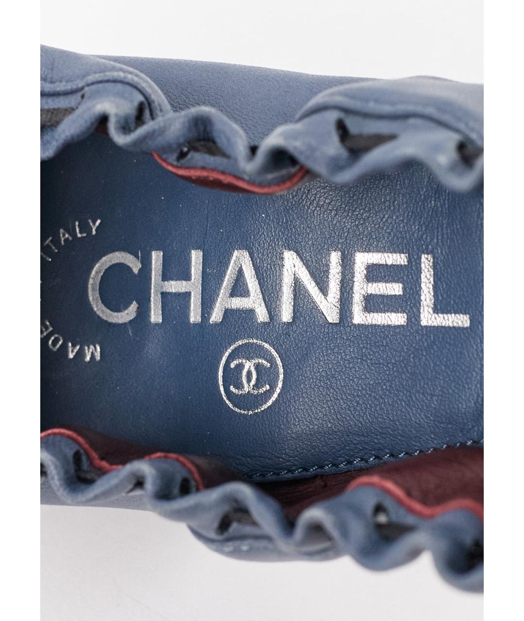 CHANEL Синие кожаные балетки, фото 3