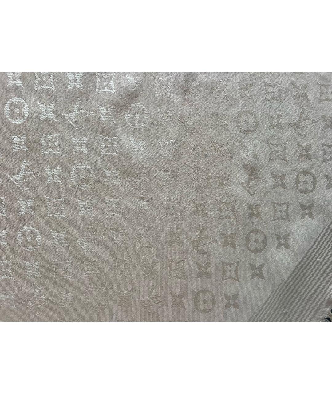 LOUIS VUITTON Бежевый шелковый платок, фото 3