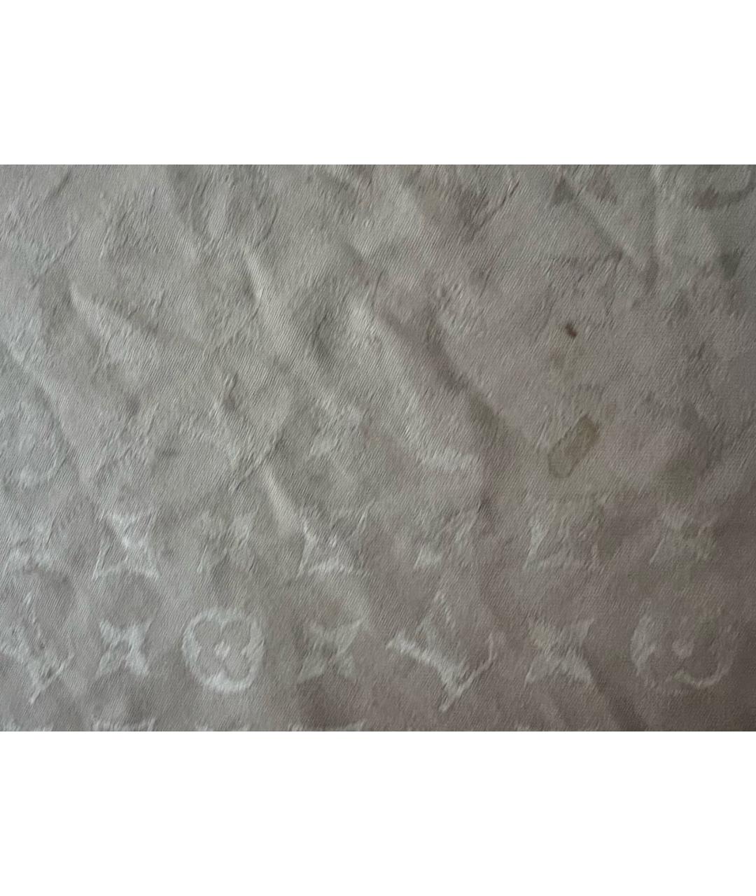 LOUIS VUITTON Бежевый шелковый платок, фото 6