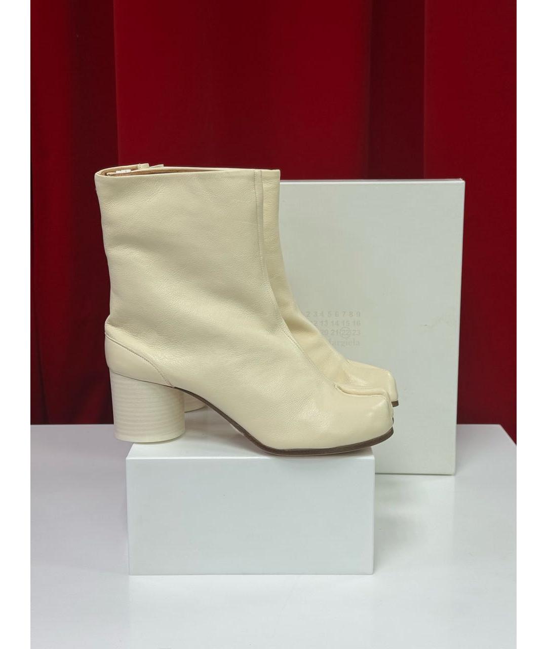 MAISON MARGIELA Бежевые кожаные сапоги, фото 5
