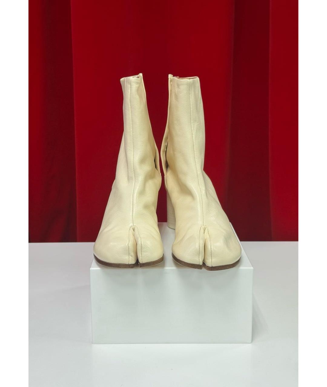 MAISON MARGIELA Бежевые кожаные сапоги, фото 3