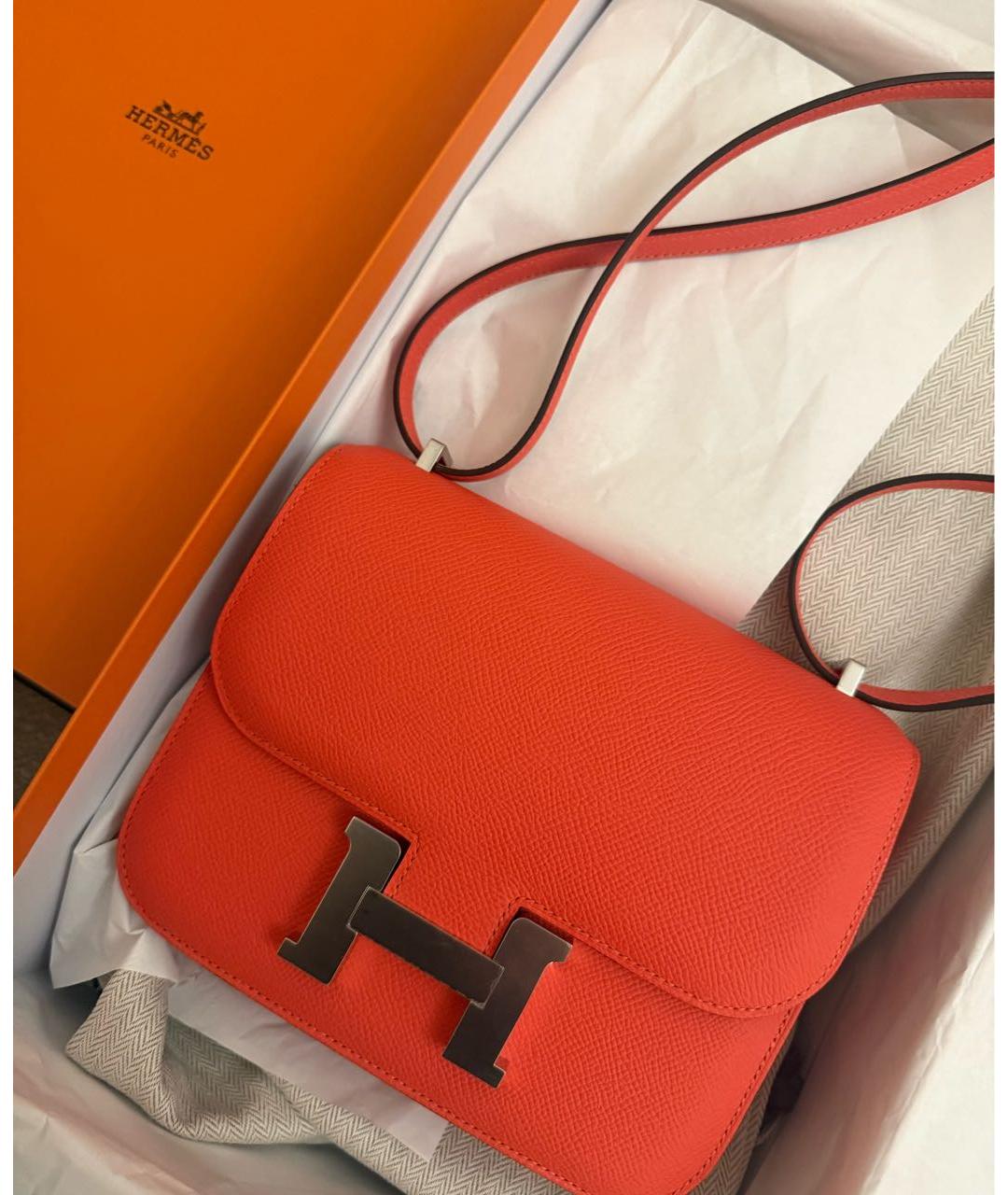 HERMES Коралловая кожаная сумка через плечо, фото 2