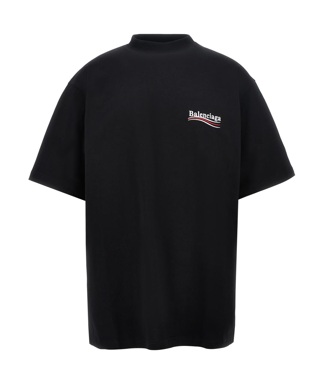 BALENCIAGA Черная хлопковая футболка, фото 1