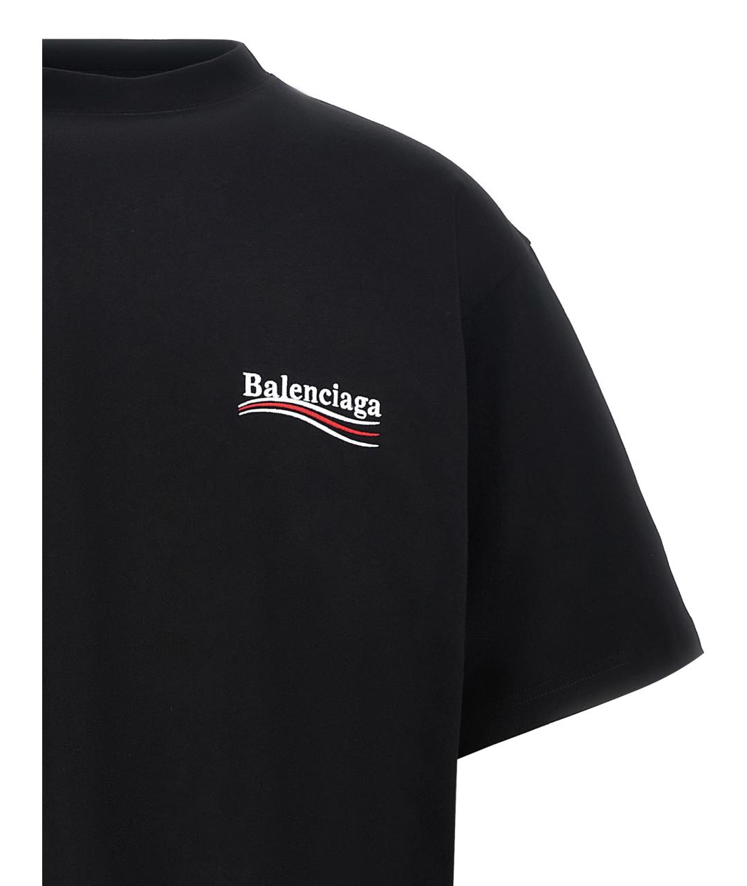 BALENCIAGA Черная хлопковая футболка, фото 2