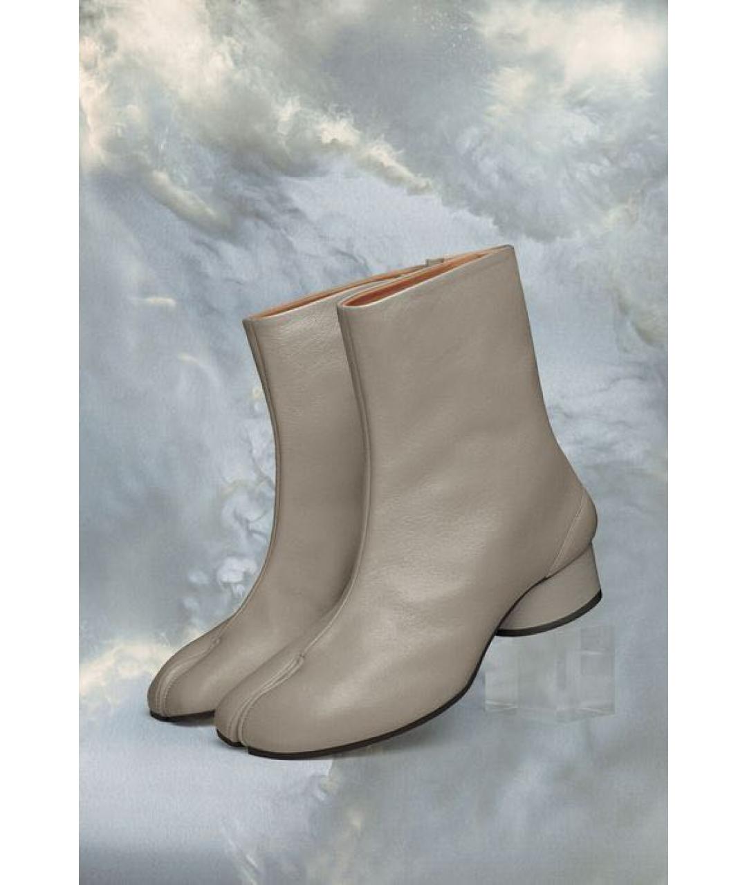 MAISON MARGIELA Серые кожаные сапоги, фото 3