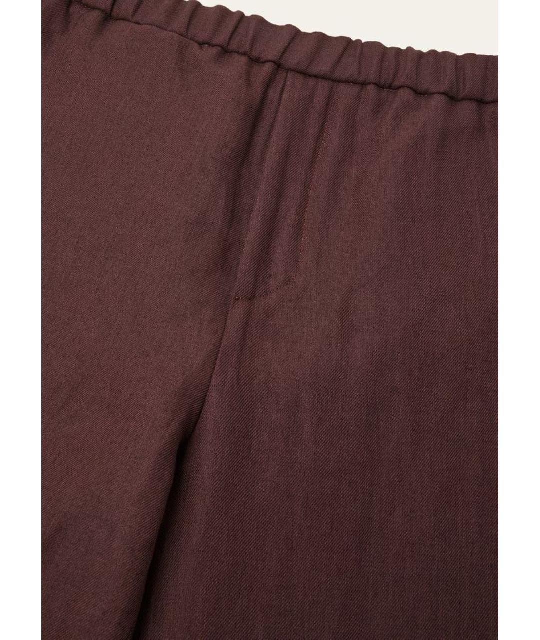 LORO PIANA Бордовые льняные повседневные брюки, фото 3