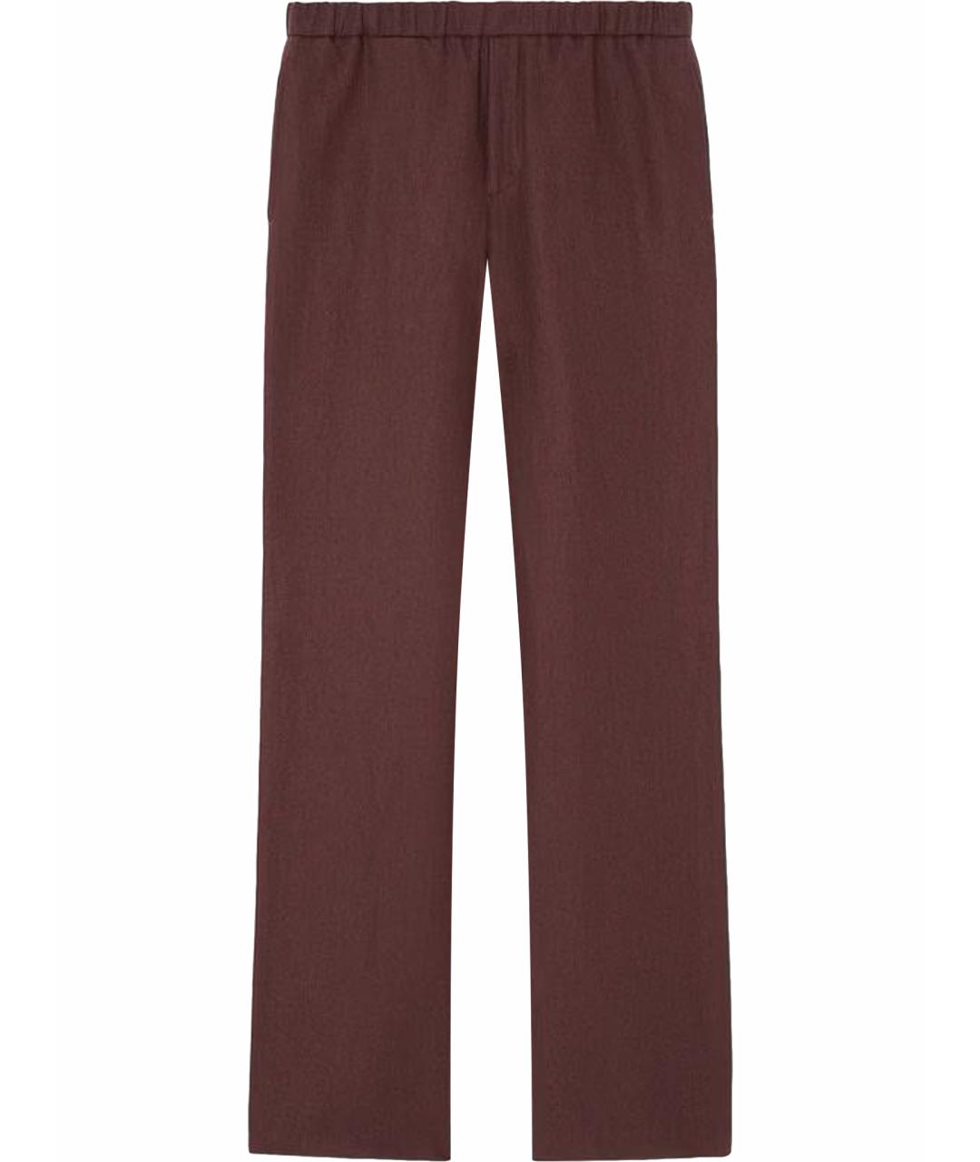 LORO PIANA Бордовые льняные повседневные брюки, фото 1