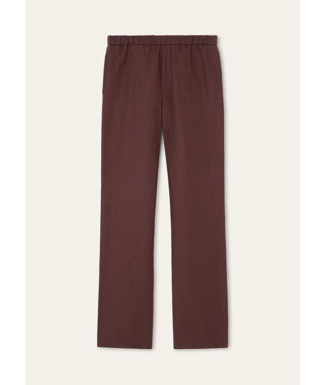LORO PIANA Бордовые льняные повседневные брюки, фото 6