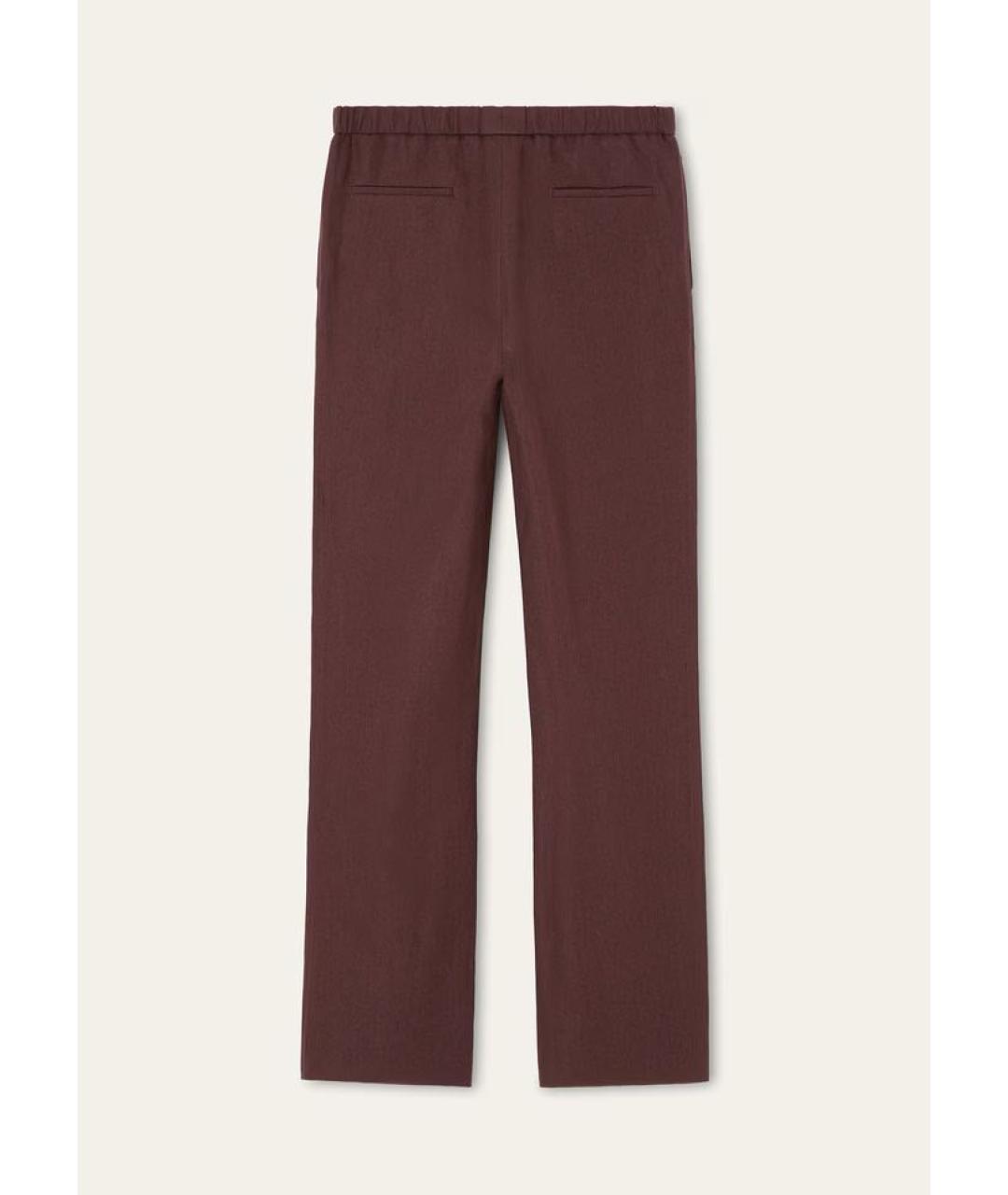 LORO PIANA Бордовые льняные повседневные брюки, фото 2