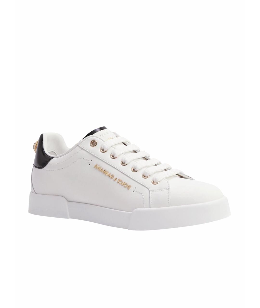 DOLCE&GABBANA Белые кожаные кеды, фото 1