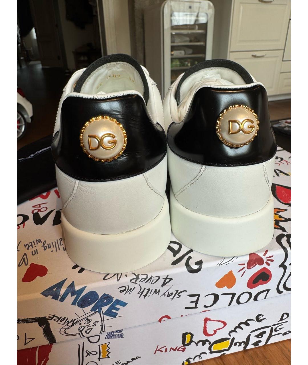 DOLCE&GABBANA Белые кожаные кеды, фото 4