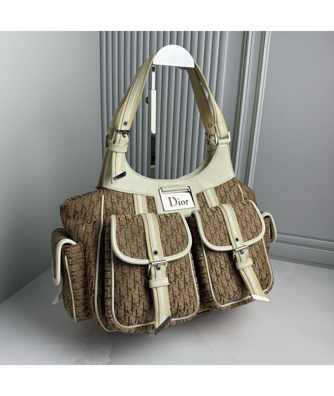 CHRISTIAN DIOR Бирюзовая кожаная сумка с короткими ручками, фото 2