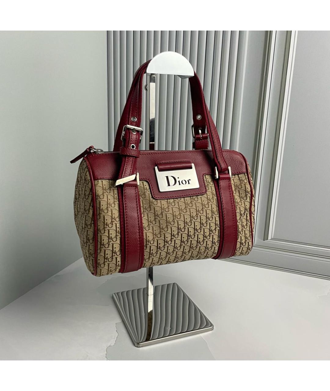 CHRISTIAN DIOR Красная кожаная сумка с короткими ручками, фото 2