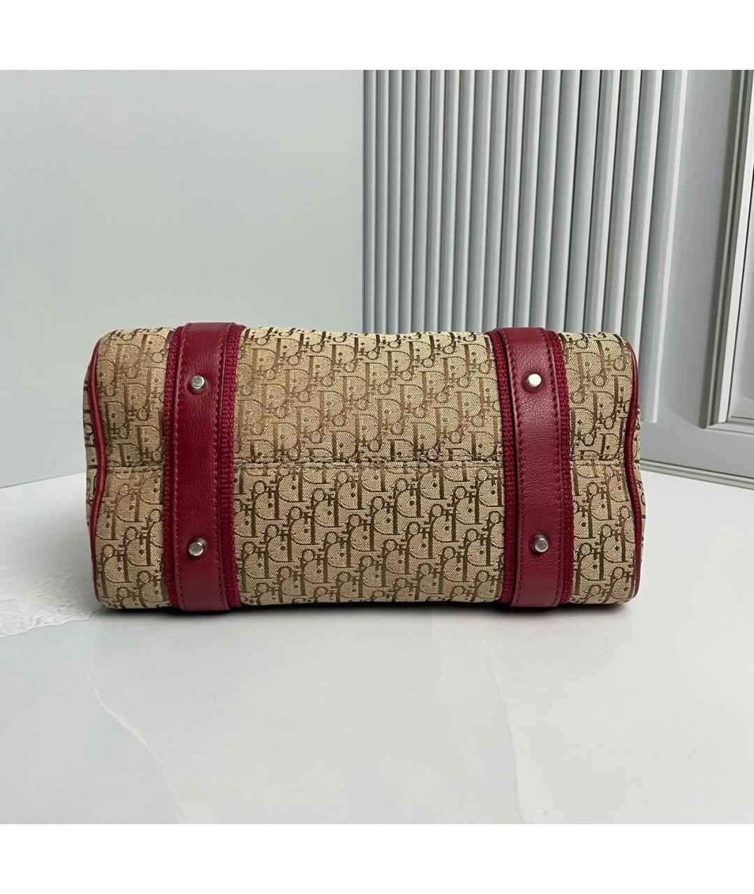 CHRISTIAN DIOR Красная кожаная сумка с короткими ручками, фото 3