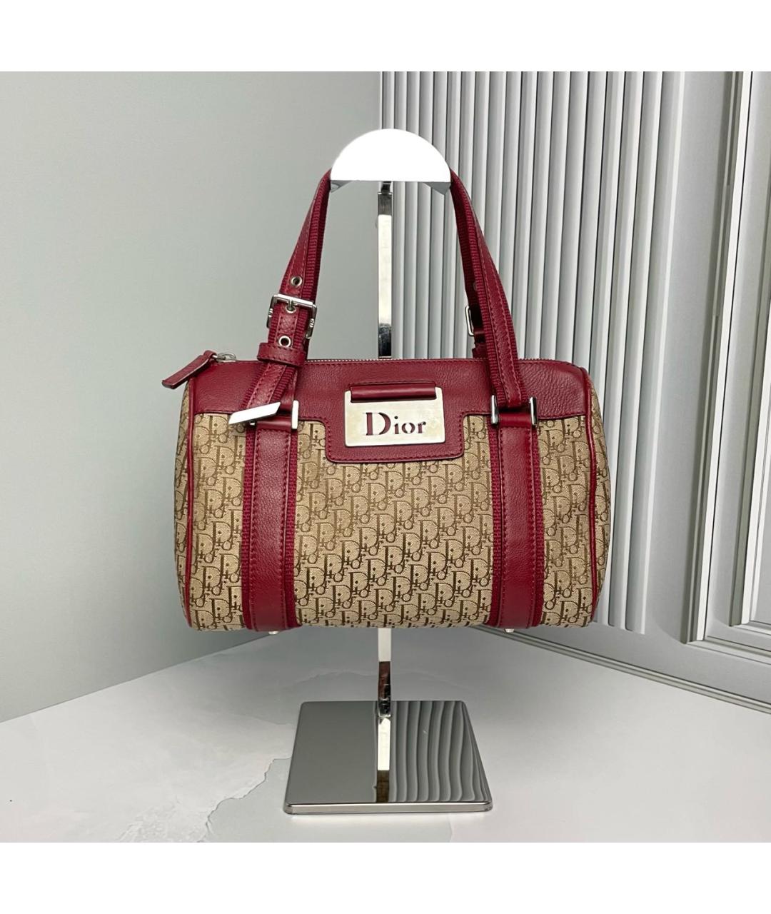 CHRISTIAN DIOR Красная кожаная сумка с короткими ручками, фото 9