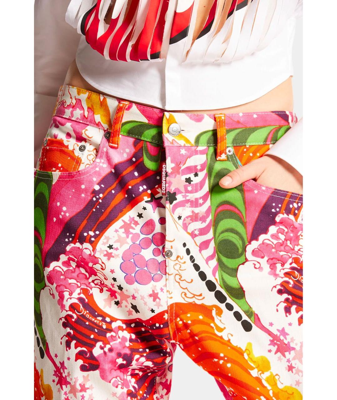 DSQUARED2 Мульти хлопко-эластановые прямые джинсы, фото 4