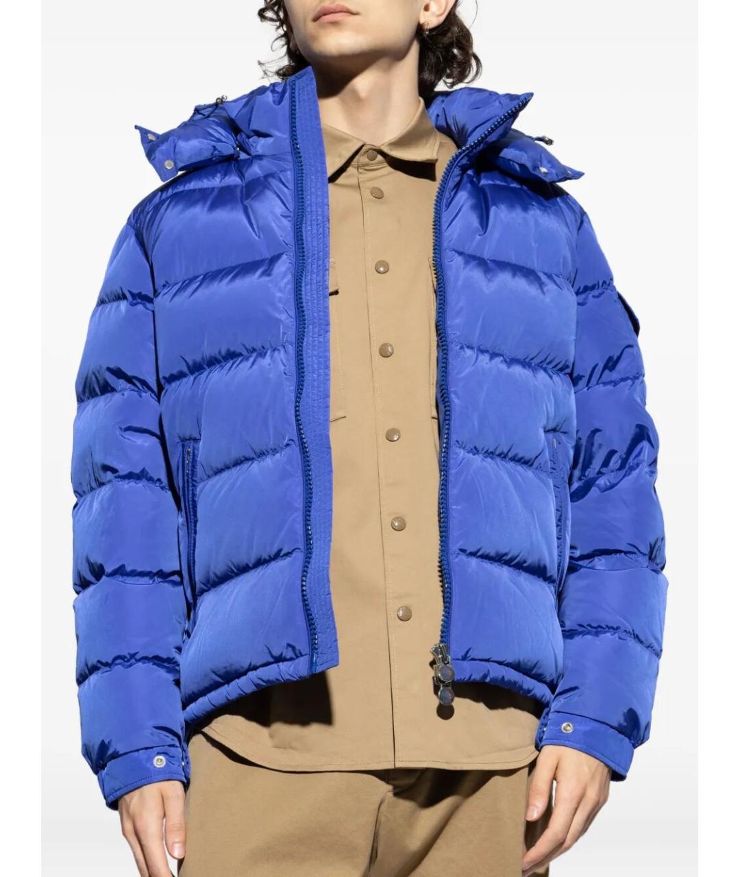 MONCLER Синий полиамидовый пуховик, фото 2