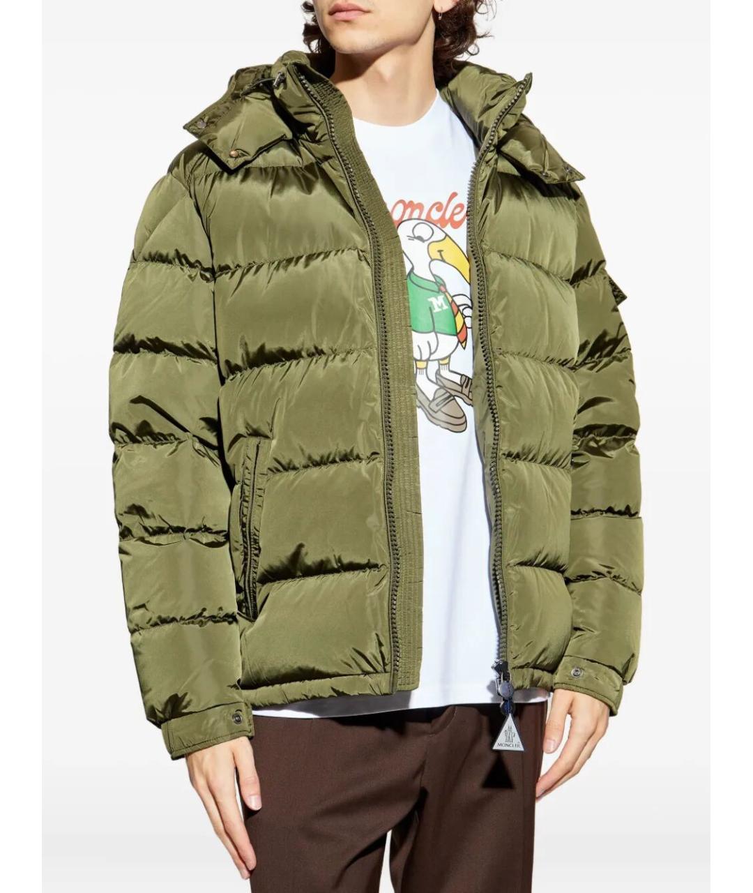 MONCLER Хаки полиамидовый пуховик, фото 3