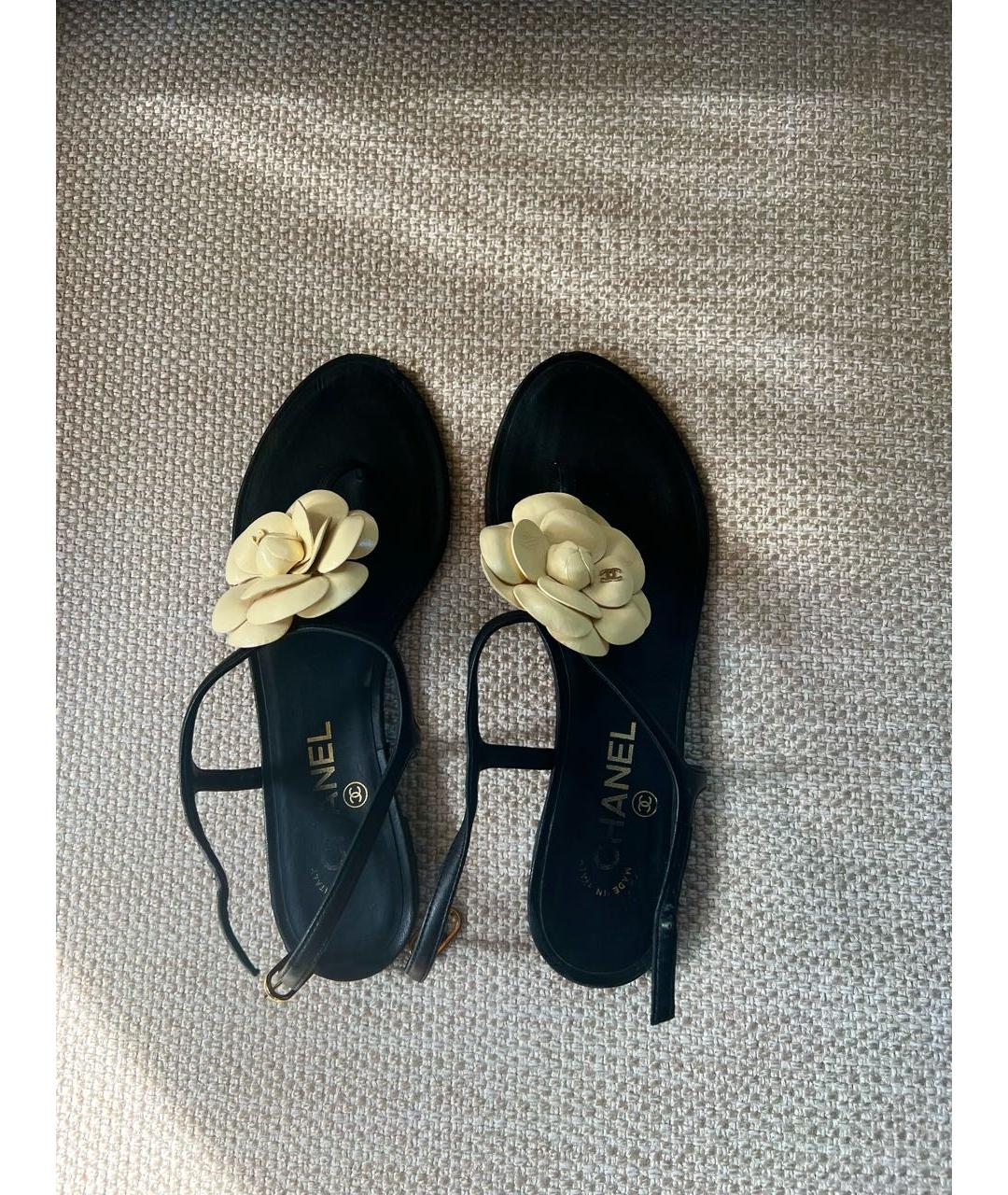 CHANEL Черные кожаные сандалии, фото 3