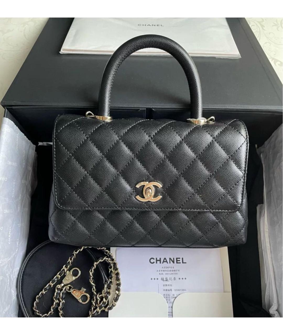 CHANEL Черная кожаная сумка через плечо, фото 7