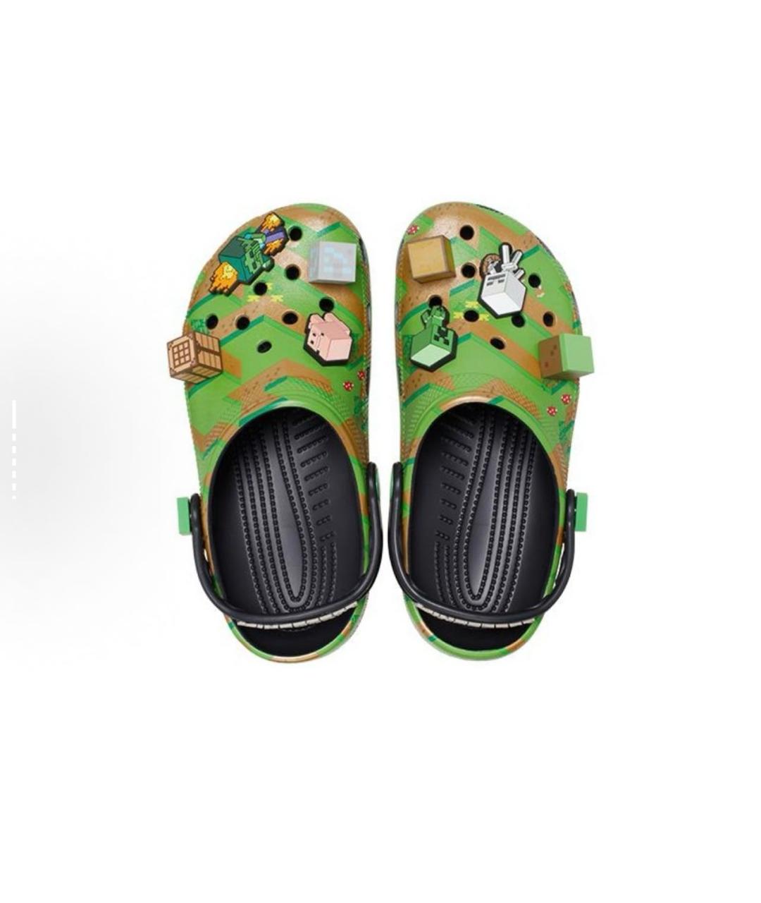 CROCS Зеленые резиновые сандалии и шлепанцы, фото 3