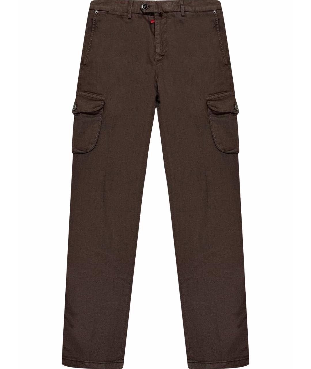KITON Коричневые хлопковые повседневные брюки, фото 1