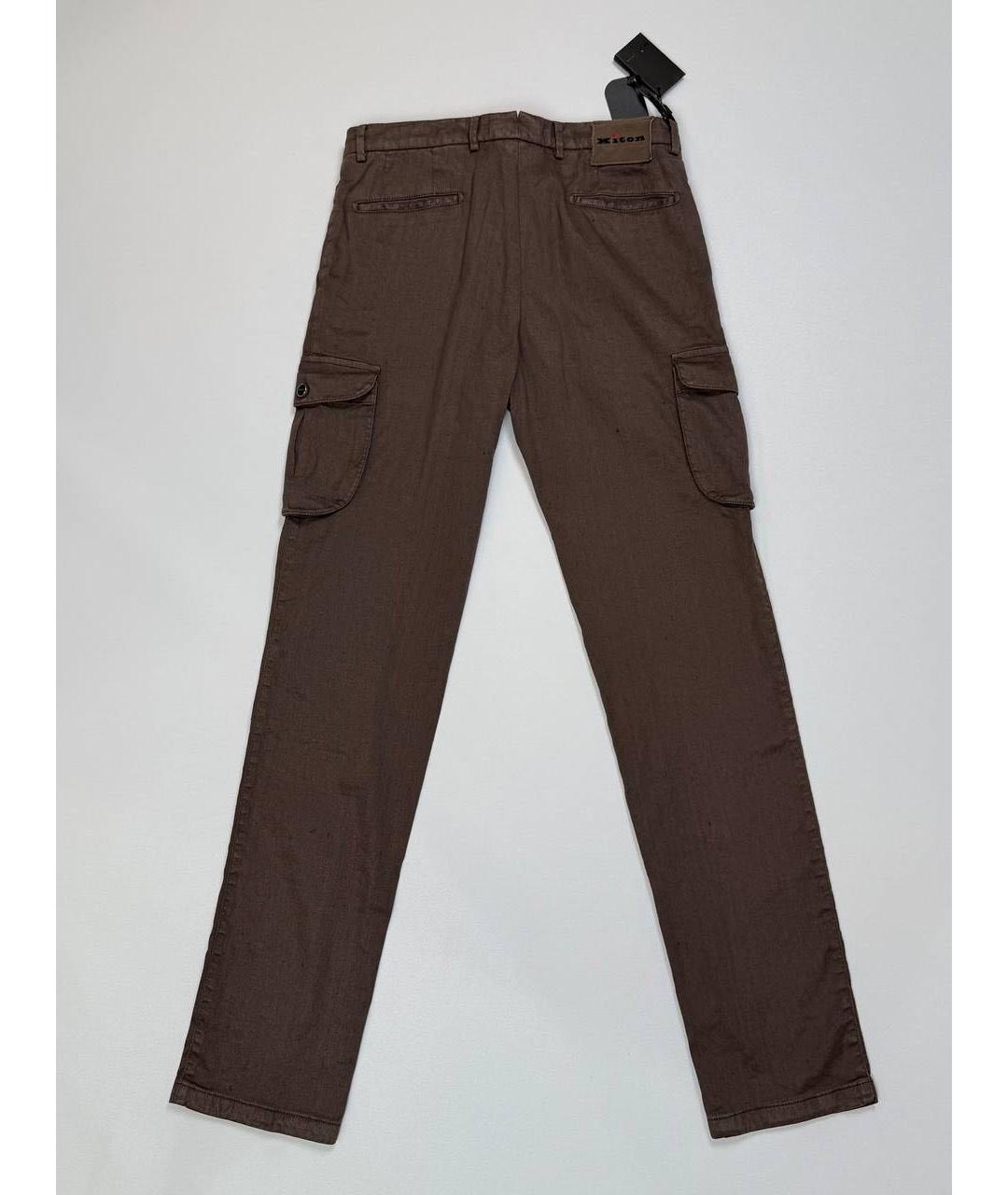 KITON Коричневые хлопковые повседневные брюки, фото 2
