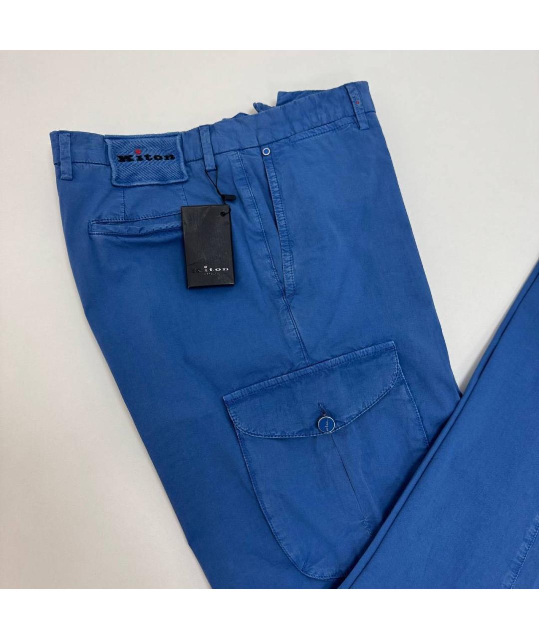 KITON Синие хлопковые повседневные брюки, фото 4