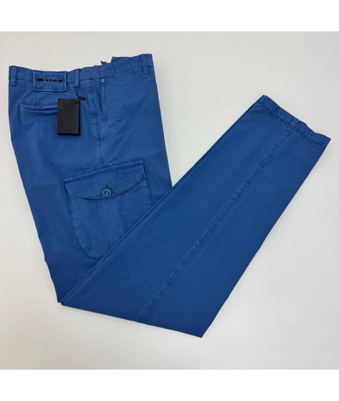 KITON Синие хлопковые повседневные брюки, фото 3