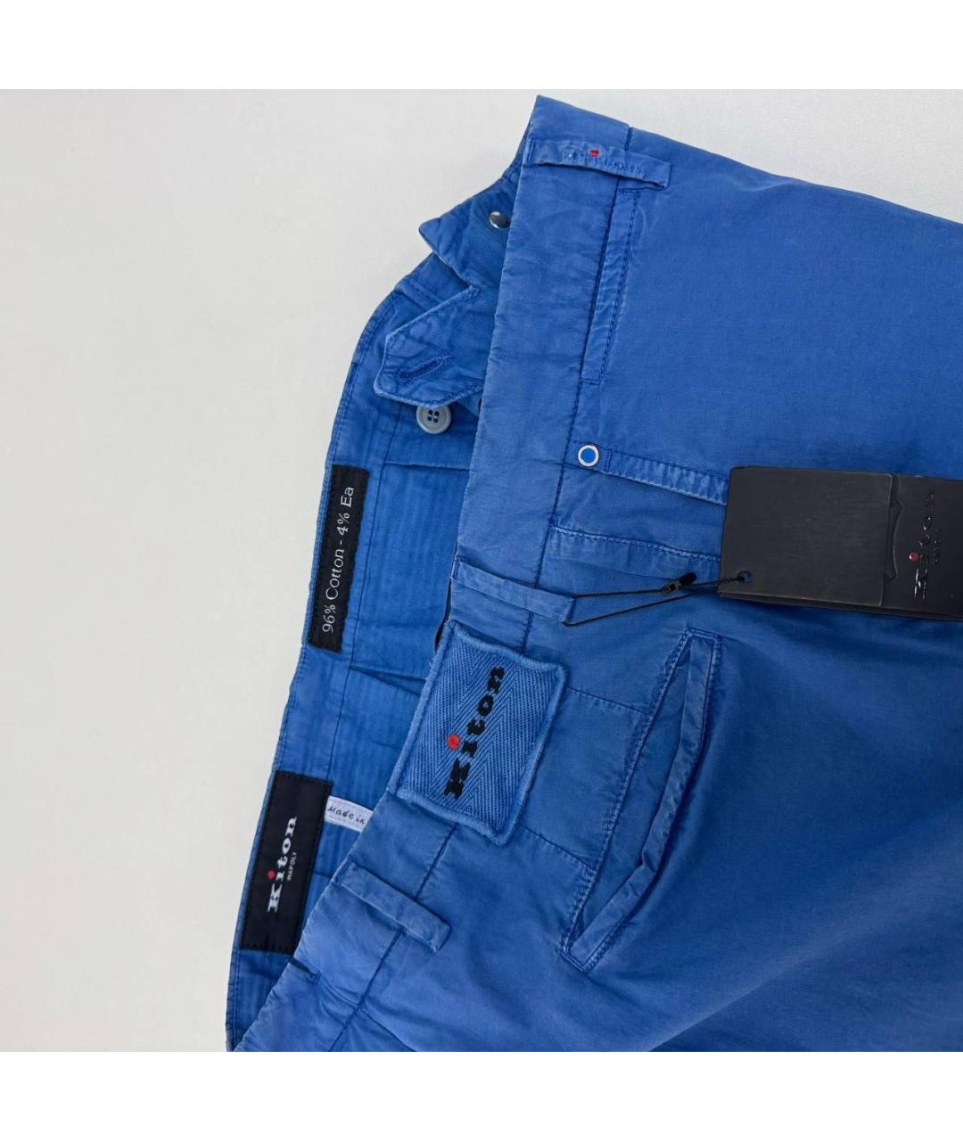KITON Синие хлопковые повседневные брюки, фото 5