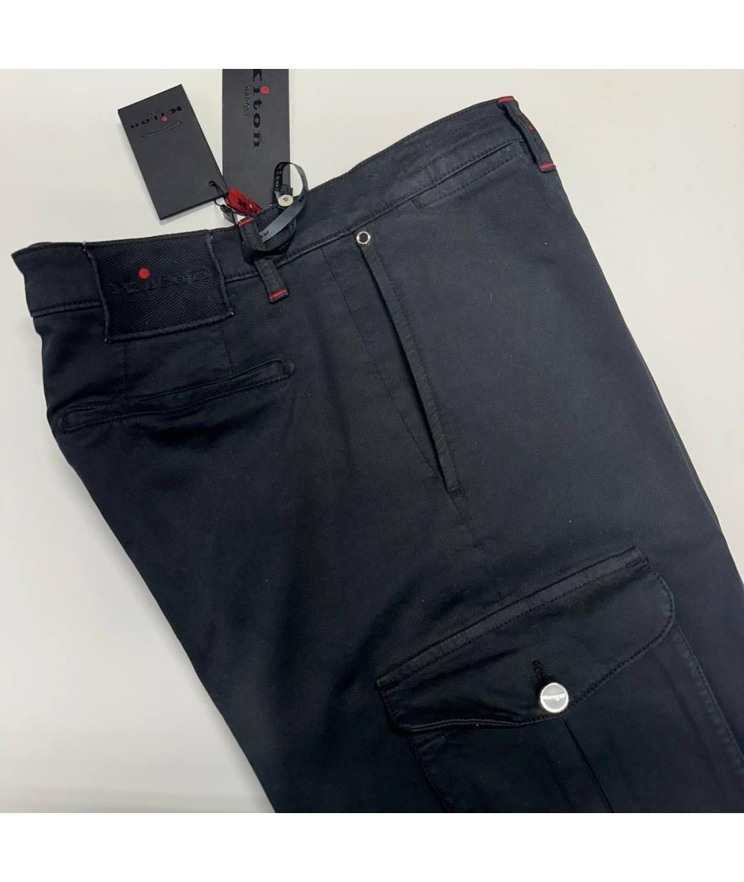 KITON Черные хлопковые повседневные брюки, фото 4