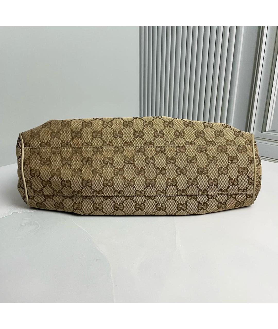 GUCCI Бежевая тканевая сумка с короткими ручками, фото 2