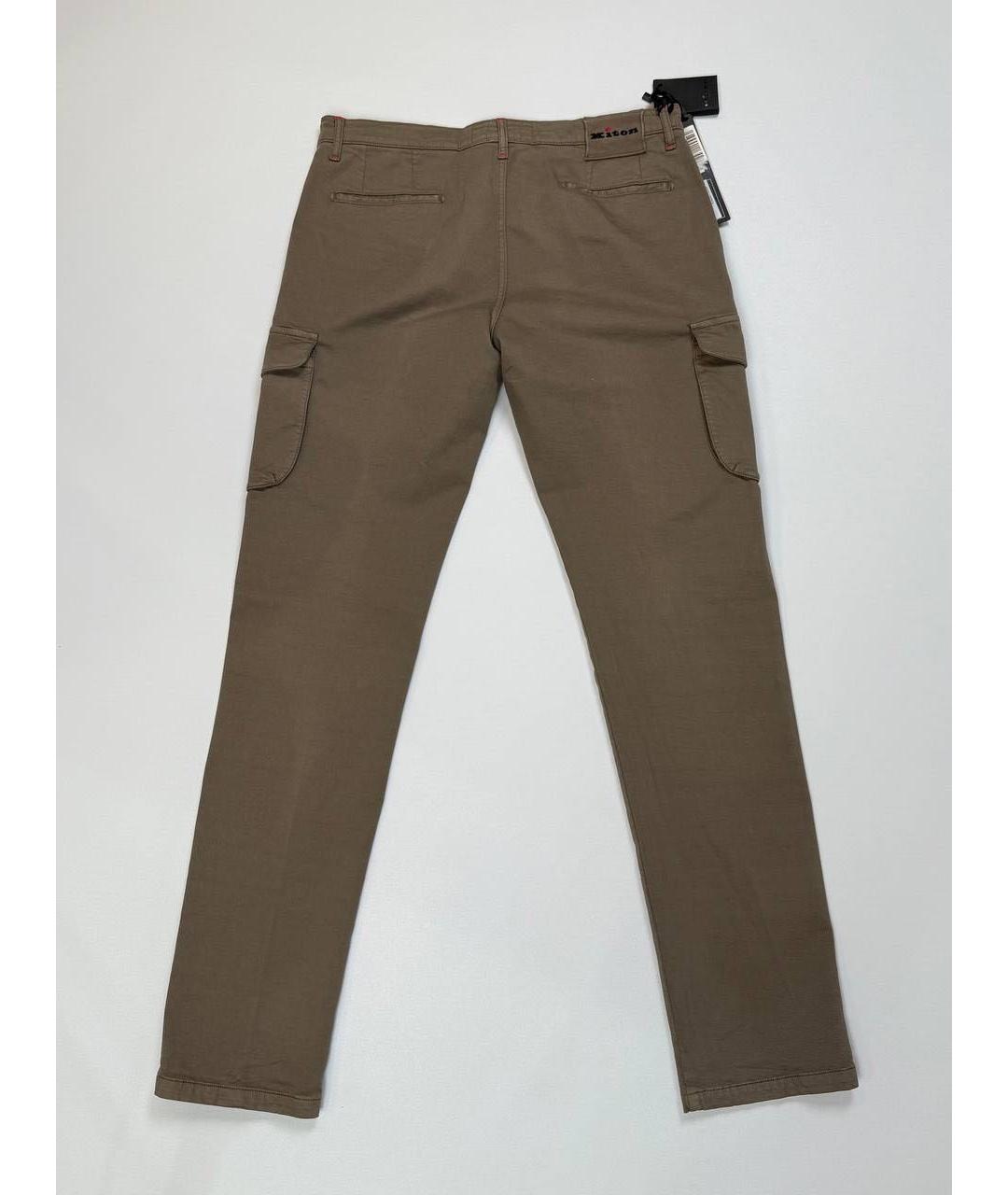 KITON Коричневые хлопковые повседневные брюки, фото 2
