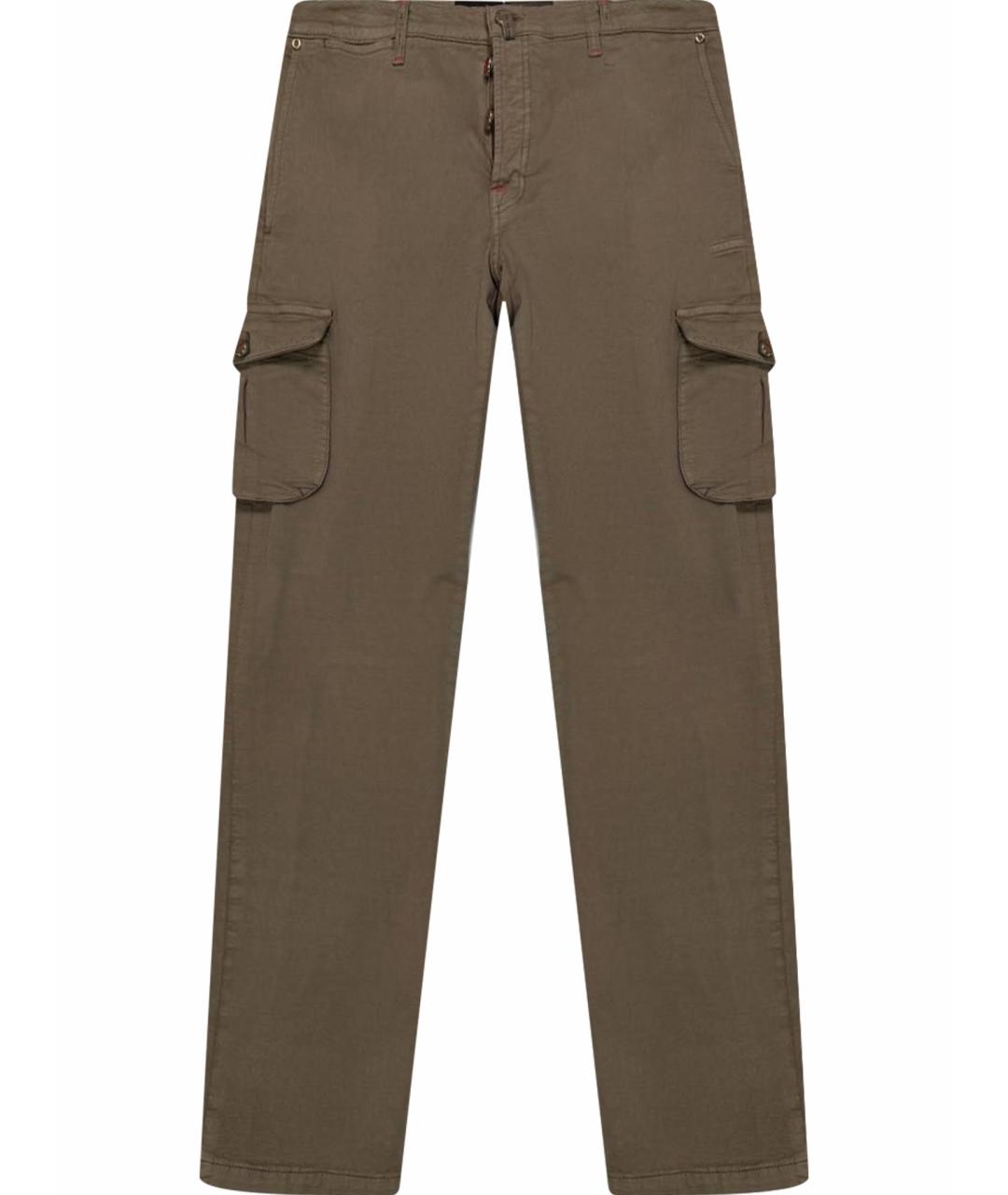 KITON Коричневые хлопковые повседневные брюки, фото 1