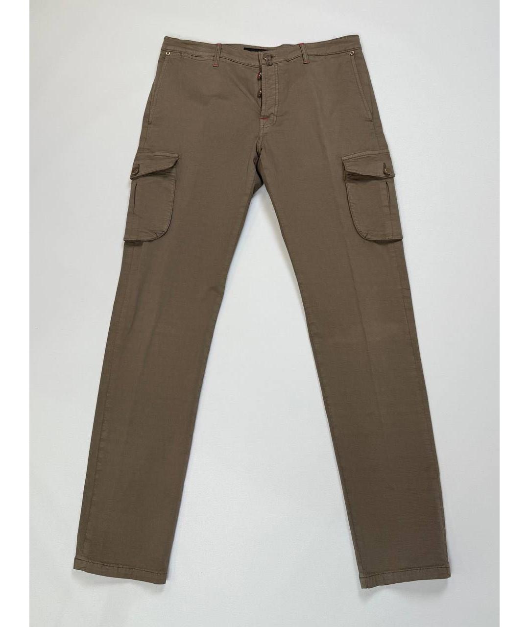 KITON Коричневые хлопковые повседневные брюки, фото 6