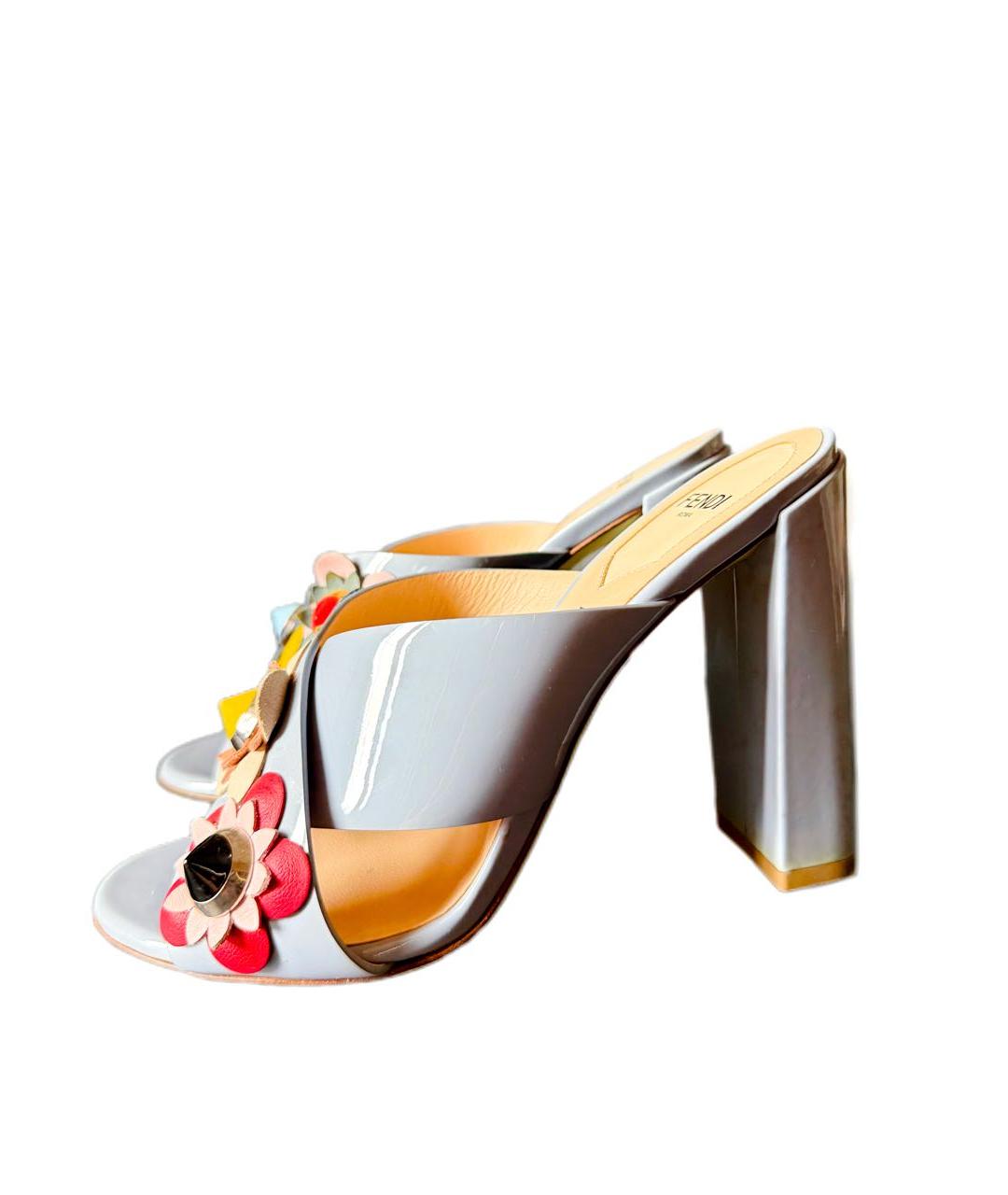 FENDI Голубые мюли из лакированной кожи, фото 7