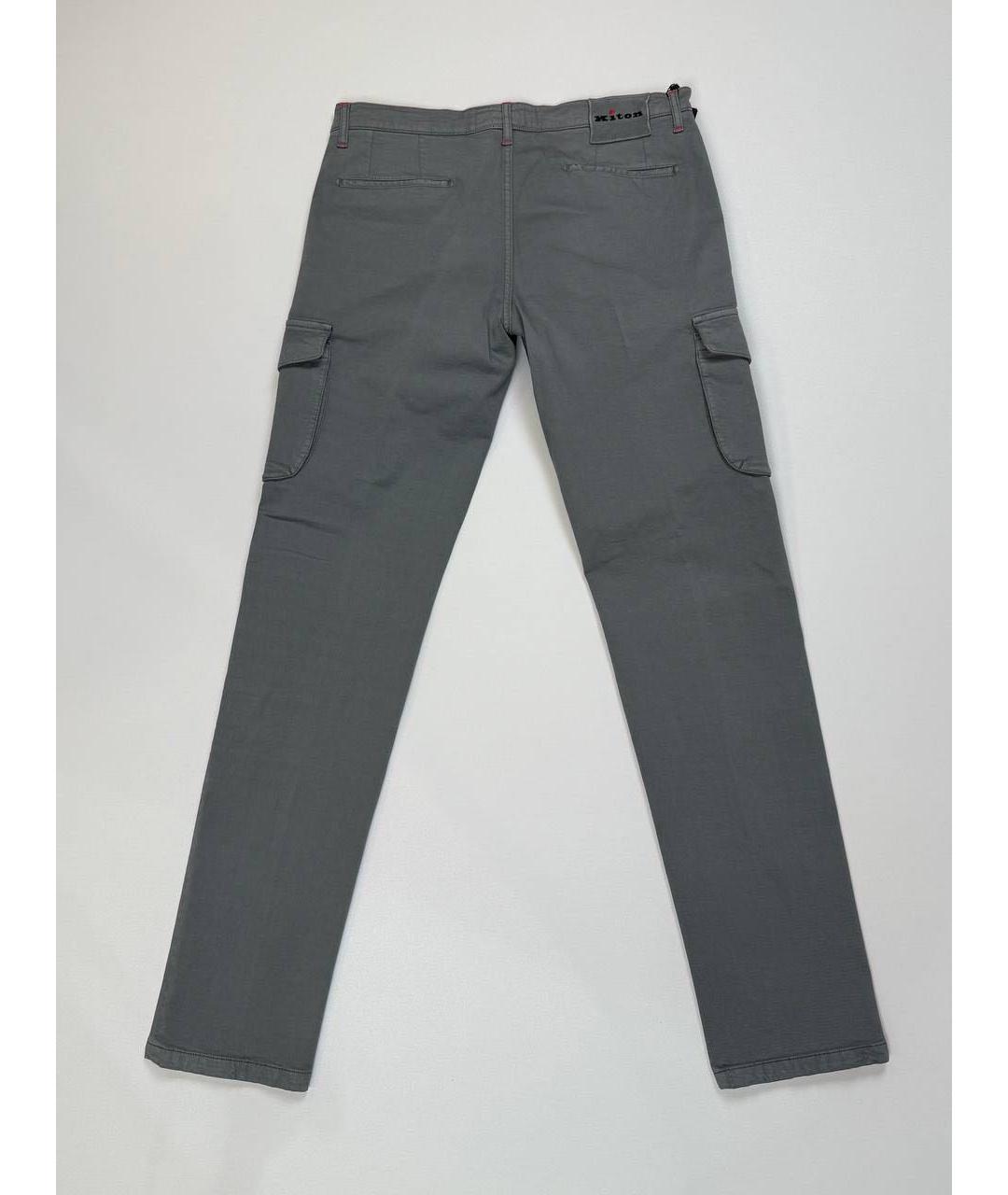 KITON Серые хлопковые повседневные брюки, фото 2